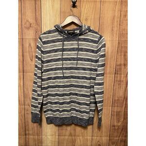 Express Medium grey white striped cotton hoodie sweatshirt men’s